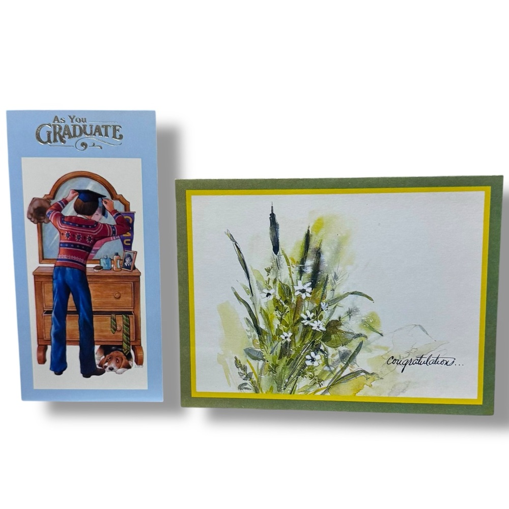 VTG 1970s Graduation Cards Written Puppy Art Hallmark & The LR Studios